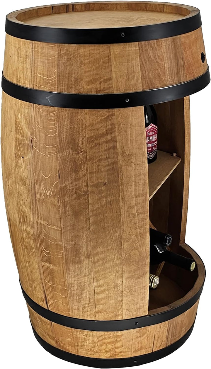 CREATIVE COOPER Fassbar LED mit Weinhalter - Weinregal - Holzfass Hausbar 80x50cm - Rustikaler deko