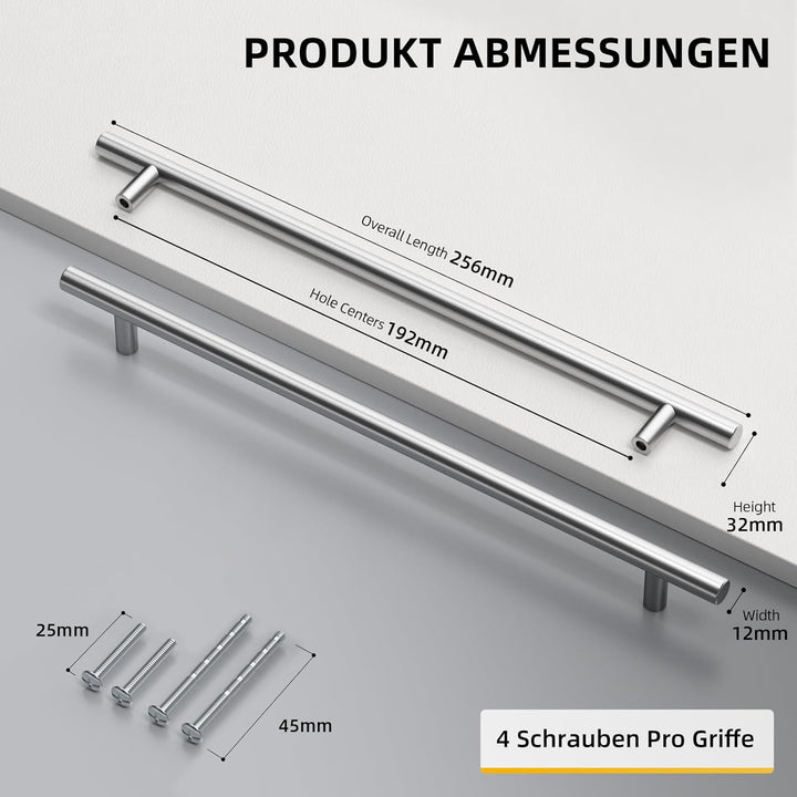 goldenwarm 15 Stück Möbelgriffe Edelstahl Türgriffe Küche -LS201BSS192 Schrank Schublade Türgriff St