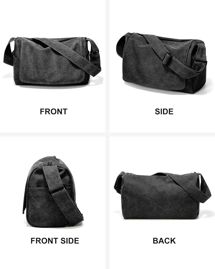 Umhängetaschen Herren aus Canvas, Vintage Canvas Messenger Bag, Laptoptasche 15.6 Zoll Arbeitstasche