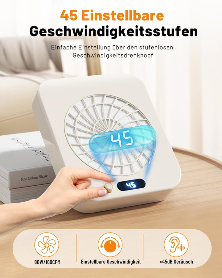 CozyZen Nagelstaubabsauger mit 4300 U/min, 45-stufig, LED-Anzeige, 160 CFM, 30.000h Motor, wiederver