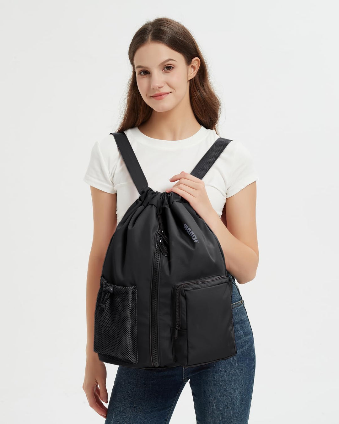 WANDF Turnbeutel mit Schuhfach, Sportbeutel Wasserabweisend,Gym Bag mit Kordelzug für Damen Herren K