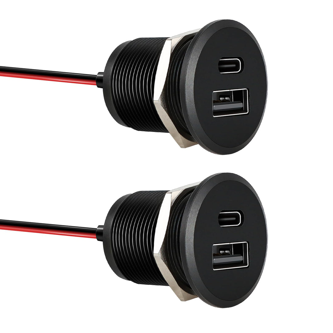 acegoo USB C Steckdose 12V Wohnmobil Ladegerät Vollaluminium, Typ C USB Anschluss PD3.0 QC3.0 KFZ Bu