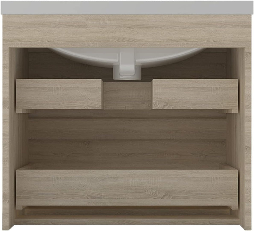 Aica Sanitär Waschtisch mit Unterschrank 60 cm Badmöbel Set mit Waschbecken Mineralguss Gäste WC Eic