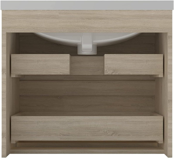 Aica Sanitär Waschtisch mit Unterschrank 60 cm Badmöbel Set mit Waschbecken Mineralguss Gäste WC Eic