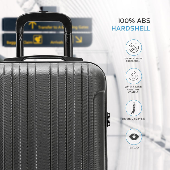 Flight Knight Premium Lightweight Suitcase - TSA-Schloss Mit USB-Anschluss - 8 Spinner-Rader - ABS-H