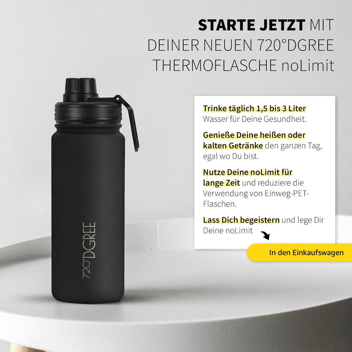 720°DGREE Edelstahl Thermo Trinkflasche 530ml “noLimit” +Früchtebehälter - Auslaufsicher, Kohlensäur