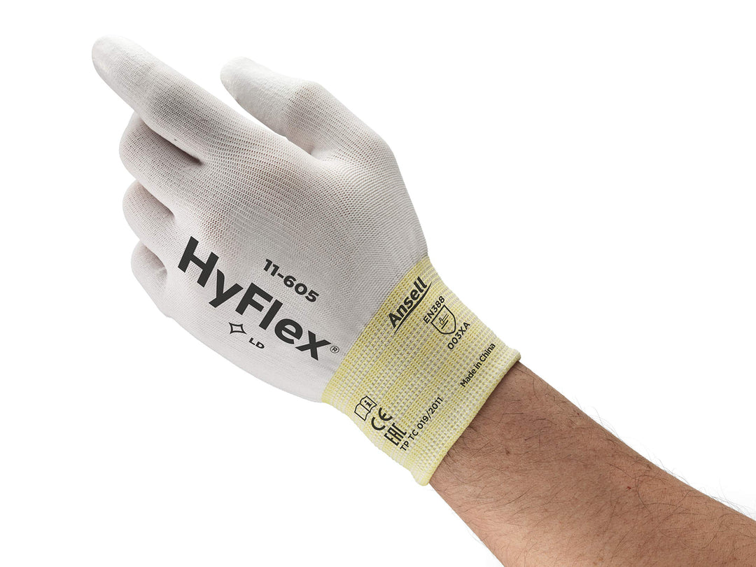 Ansell HyFlex 11-605 Mehrzweckhandschuhe, Mechanikschutz, Weiss, Grösse 10 (12 Paar pro Beutel) Grös
