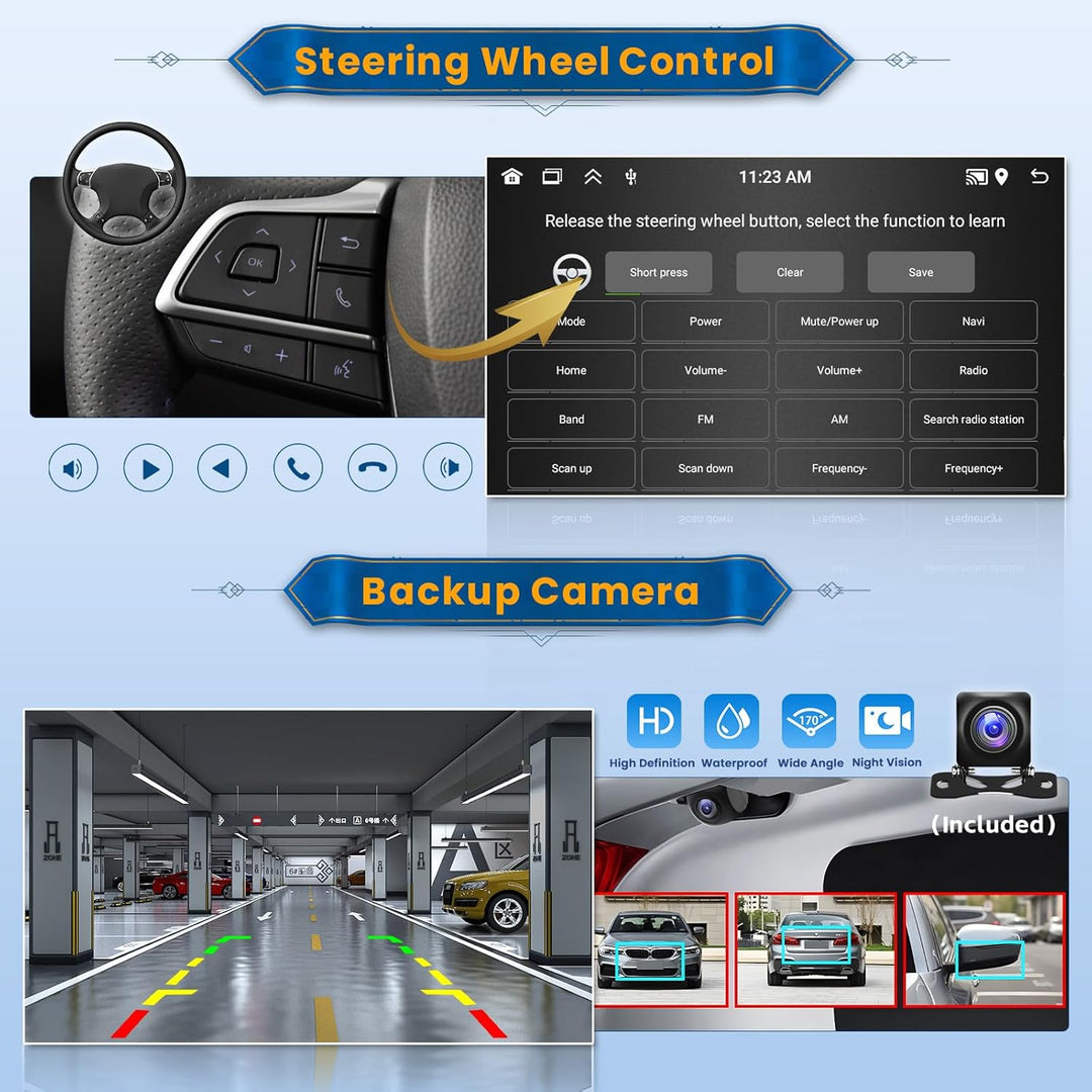 Android 15 Autoradio 1 Din CarPlay mit motorisiertem Bildschirm (2 + 64G), 7 Zoll Bluetooth Autoradi