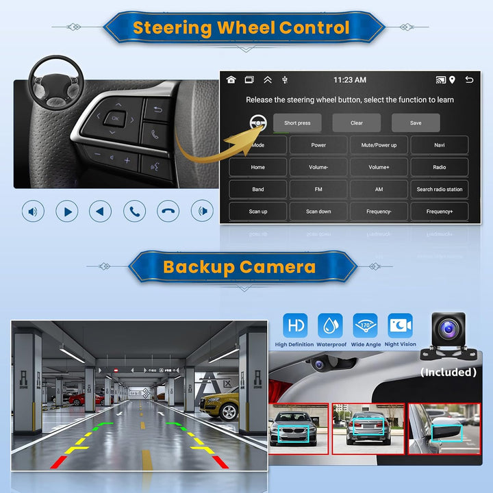 Android 15 Autoradio 1 Din CarPlay mit motorisiertem Bildschirm (2 + 64G), 7 Zoll Bluetooth Autoradi