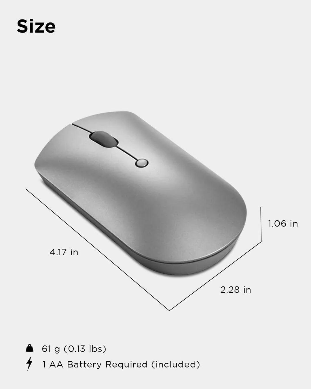 Lenovo [Maus] 600 Geräuschlose Bluetooth-Maus, works with Chromebook (WWCB), grau Grau/als Heather O