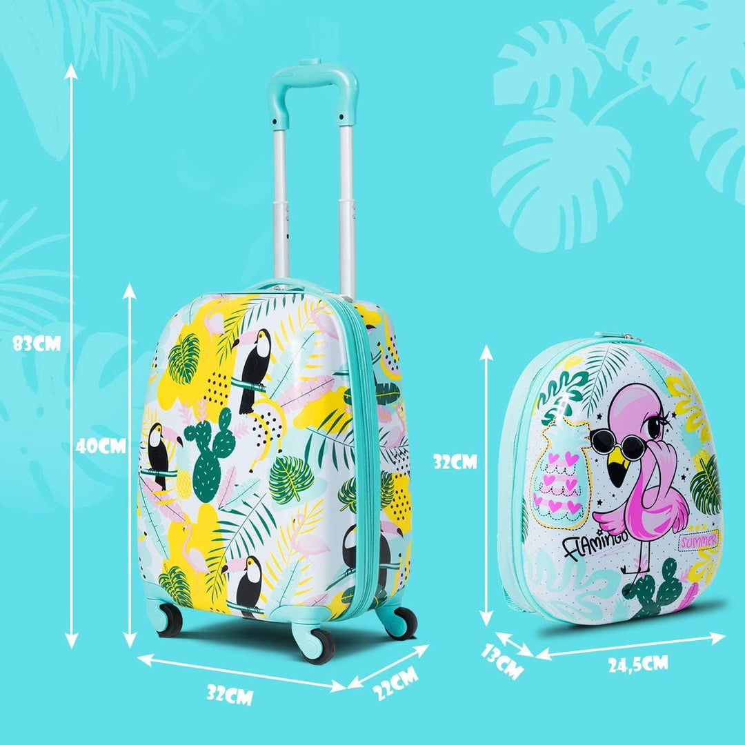 GOPLUS Kinderkoffer mit Rucksack, Kids Trolley, Kindergepäck mit Rollen, Reisekoffer mit Teleskopgri