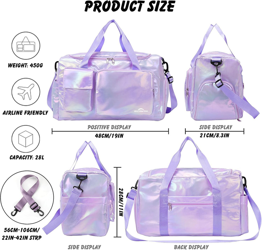 ZIOISNM Sporttasche Damen mit Schuhfach und Nassfach, Reisetasche Damen Glitzer Gym Bag saunatasche