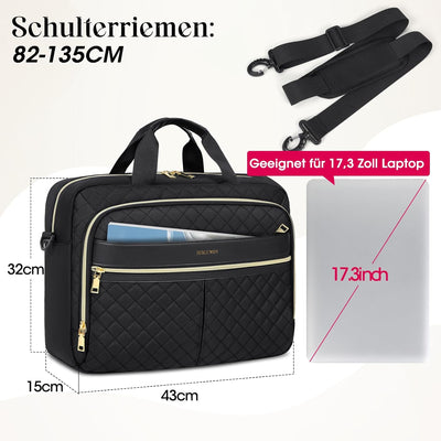 IGOLUMON Laptoptasche Damen 17,3 Zoll Aktentasche Wasserdichte Laptop Notebook Tasche Arbeitstasche