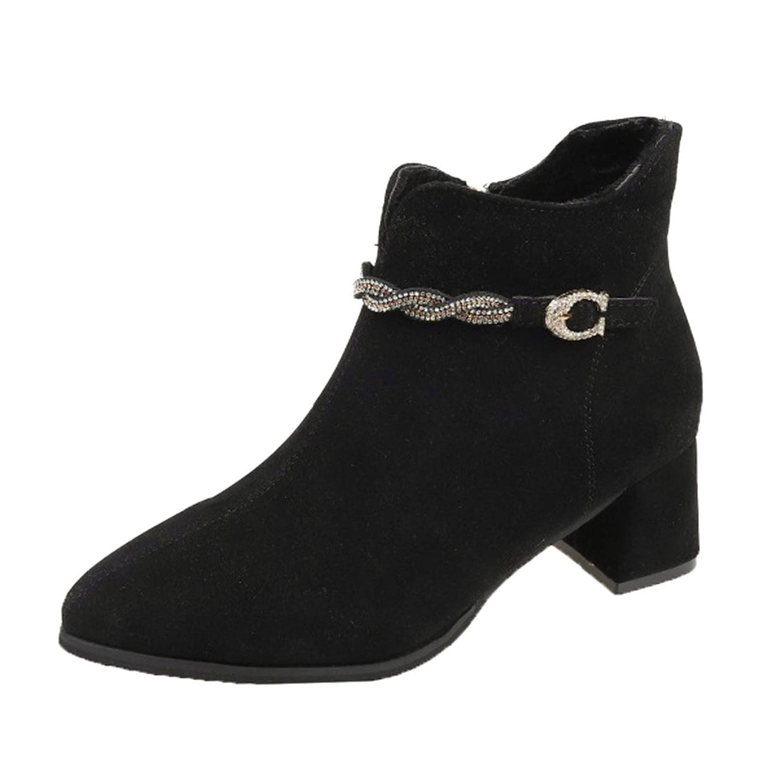 Stiefeletten Damen Comfort Stiefel Schnürstiefel mit Runder Zehenpartie Schwarz Schnürstiefeletten H