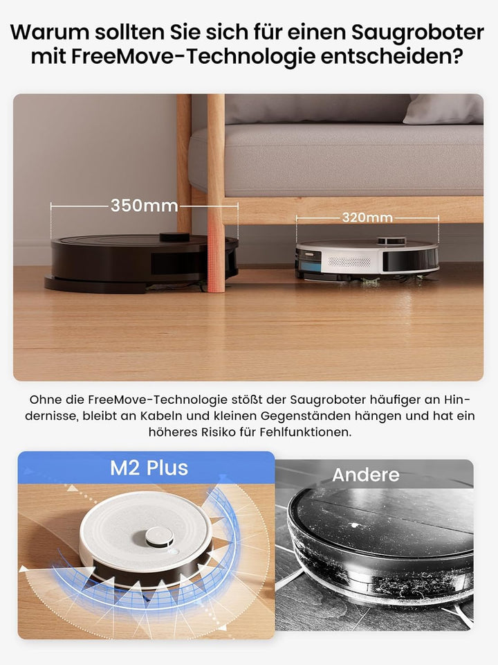 Lefant M2 Plus Staubsaugerroboter, 6000 Pa mit automatischer Staubabsaugung, Lasernavigation mit Kar