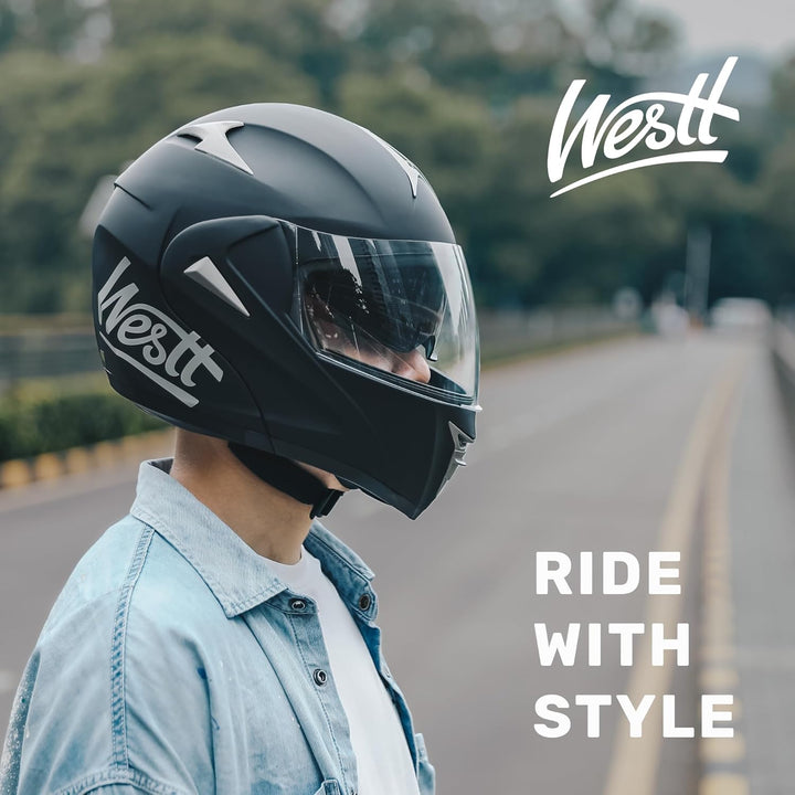 Westt Motorradhelm Herren Damen Integralhelm Klapphelm Flip-up Motorrad Jethelm Chopper Mofa Moped R