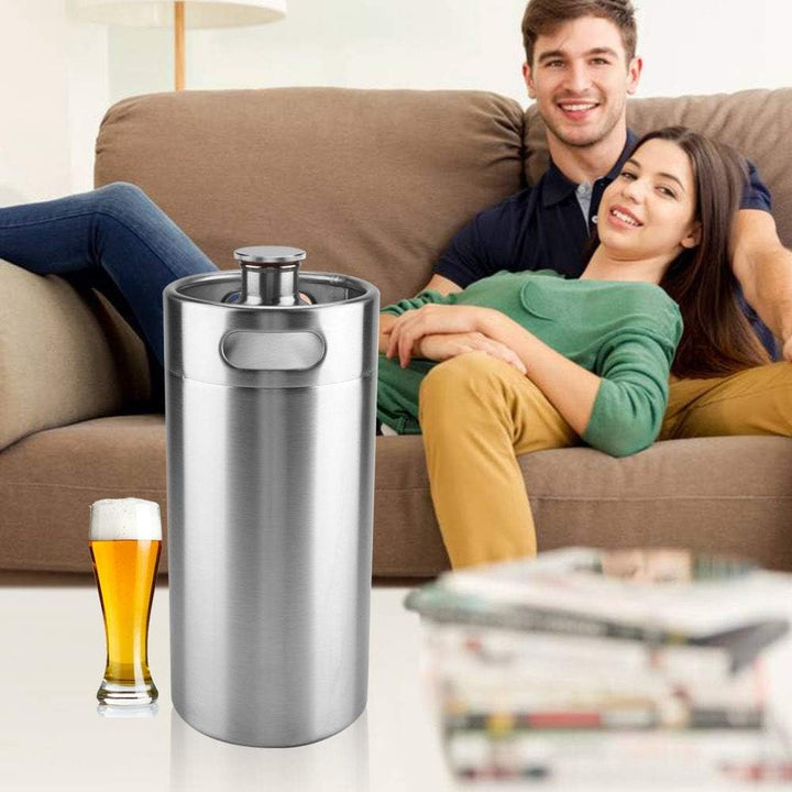 Mini-Bierfass aus Edelstahl, 4 l, mit Spiraldeckel, tragbares Bierfass für Zuhause, Hotel-Zubehör