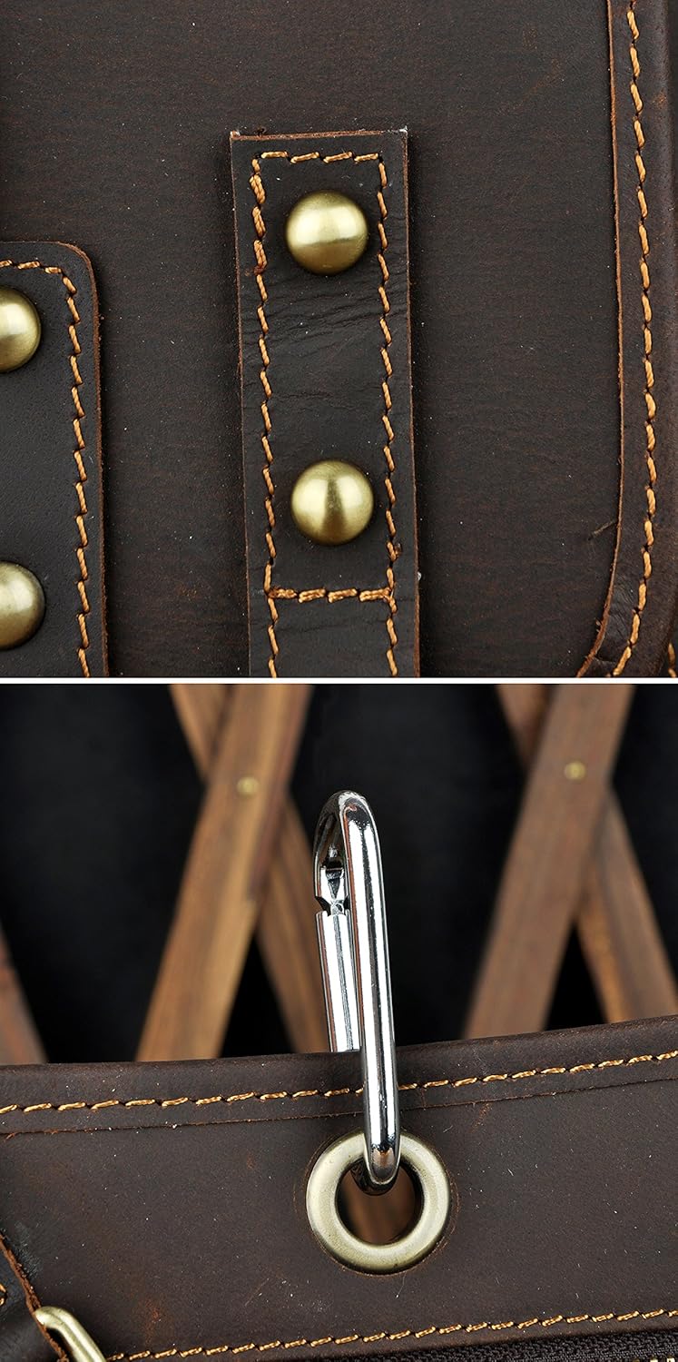Le'aokuu Herren Echtes Leder Tasche Hüfttasche Beinbeutel Kleines Haken Tasche Messenger Bag