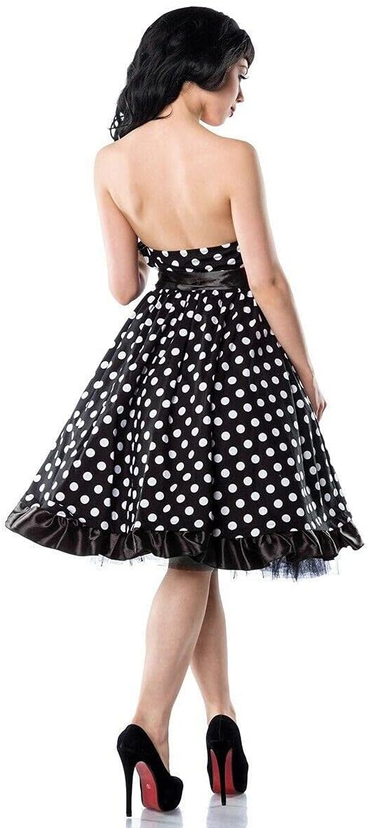 Vintage Bandeau Kleid 50er Jahre Style Rockabilly-Kleid (40, schwarz/Weiss)