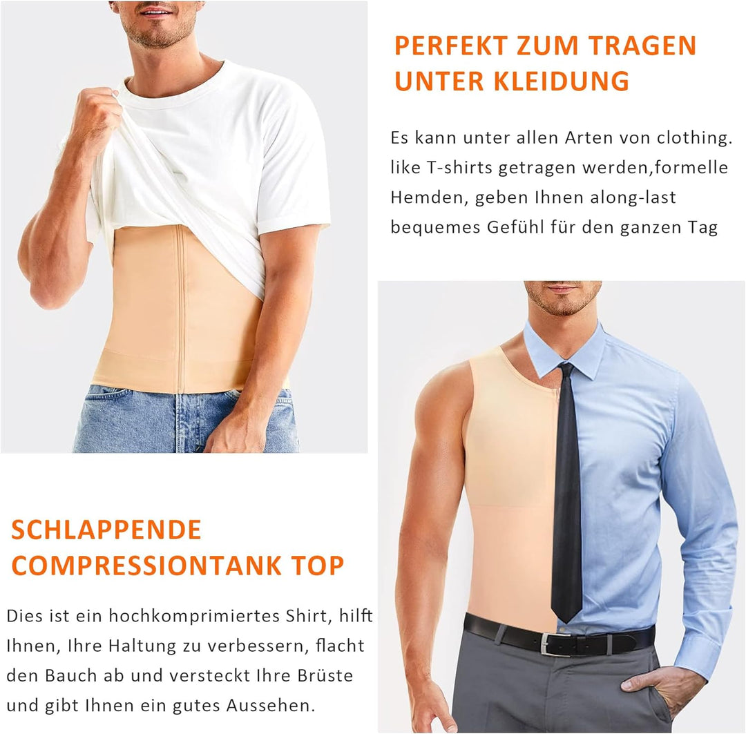 Gotoly Herren Unterhemden Shapewear Workout Tank Tops Figurformend Funktionsshirt Body Shaper Bauch