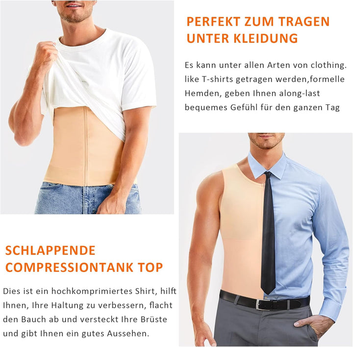 Gotoly Herren Unterhemden Shapewear Workout Tank Tops Figurformend Funktionsshirt Body Shaper Bauch