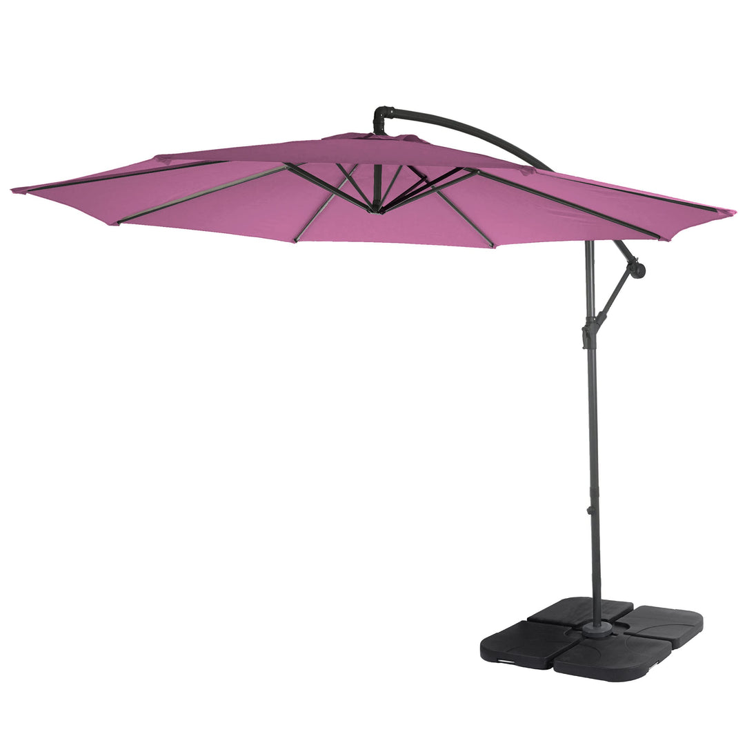 Mendler Ampelschirm Acerra, Sonnenschirm Sonnenschutz, Ø 3m neigbar, Polyester/Stahl 11kg mit Stände