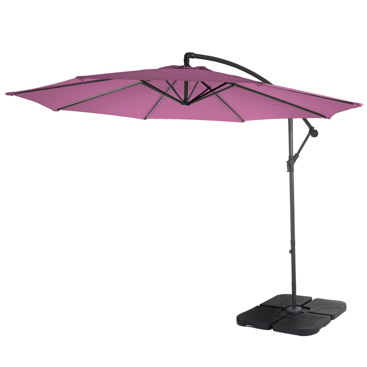 Mendler Ampelschirm Acerra, Sonnenschirm Sonnenschutz, Ø 3m neigbar, Polyester/Stahl 11kg mit Stände
