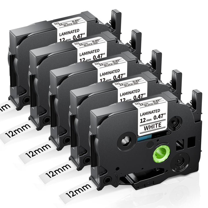 Anycolor TZe-231 12mm Weiss Laminated Schriftband kompatibel mit Brother P-touch Bänder 12mm 0.47 Tz