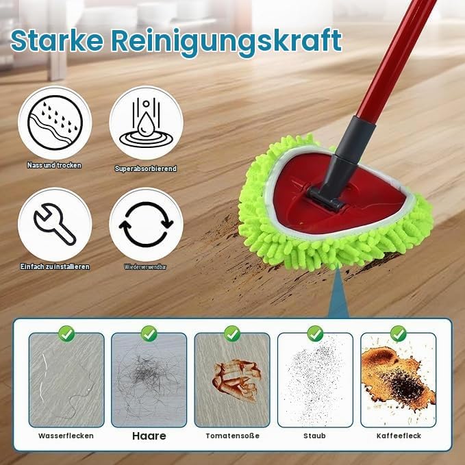 Drehmoppköpfe Mikrofaser Mop Pads für Wischmop Dreieck Spin Mop 360 Grad Drehmoppköpfe für alle Böde