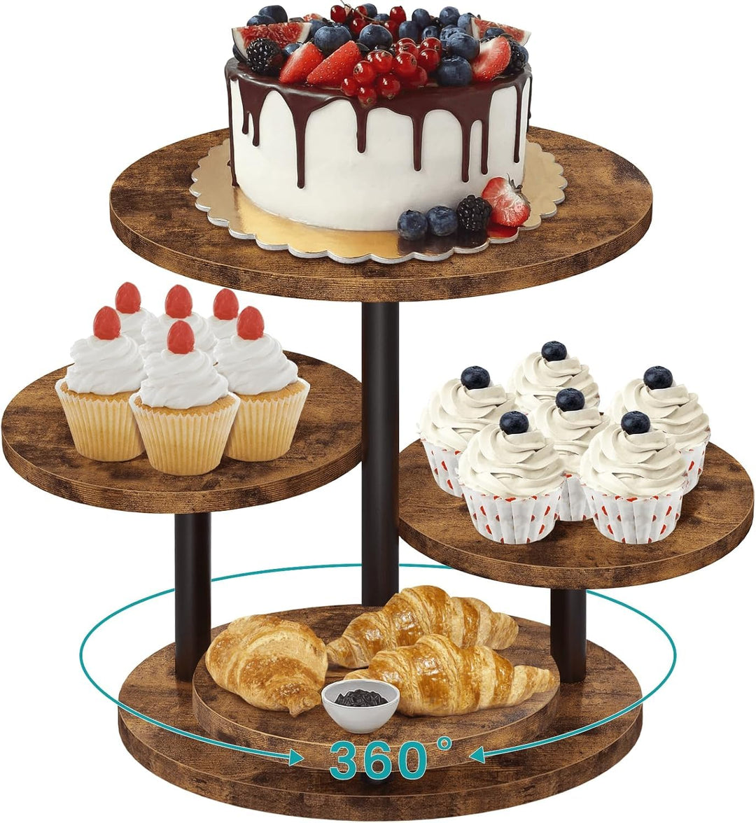 KAHEIGN Tortenständer 4 Etagen Tortenplatte 360° Drehbar Kuchen und Cupcake Ständer, Rund Cupcake-Ha