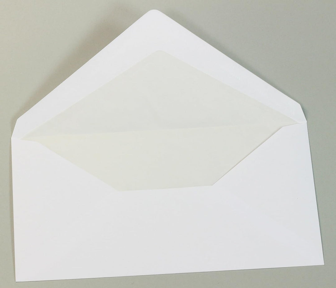 PREMIUM Briefumschläge DIN lang weiss, gefüttert 100 g/qm, 1000 Stück, weiss mit Innenfutter/Seidenf