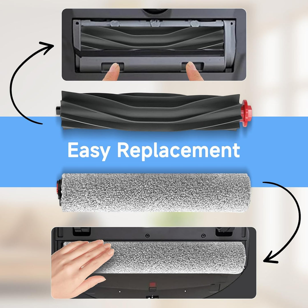 1 Rollbürste mit 2 Rollen Wischmopp Kit Ersatzteil für eufy Zubehör Kit für Omni S1 Pro, S1