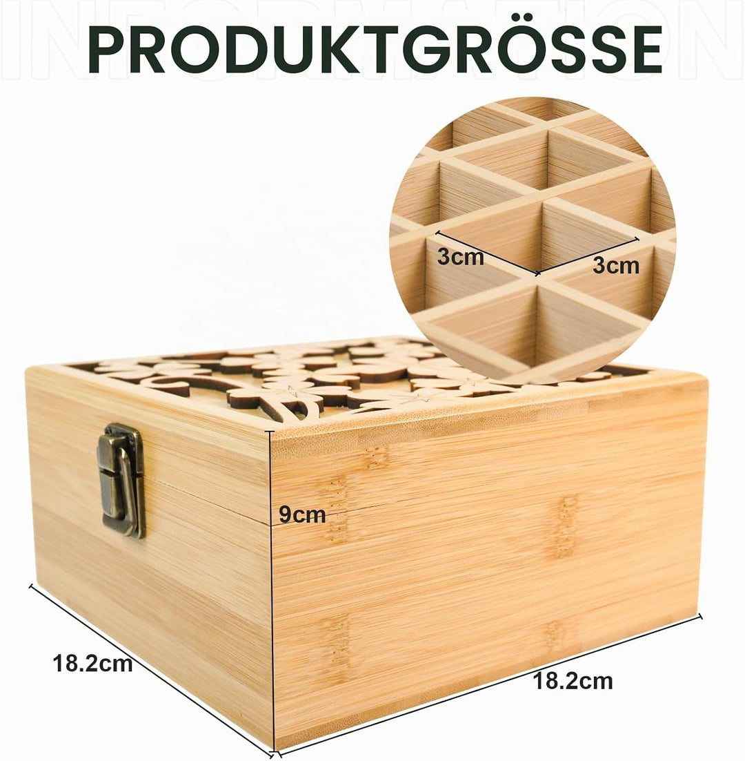 RoseFlower Bambus Ätherisches Öl Organisator Behälter Duftöle Display Ständer, 25 Löcher Aufbewahrun