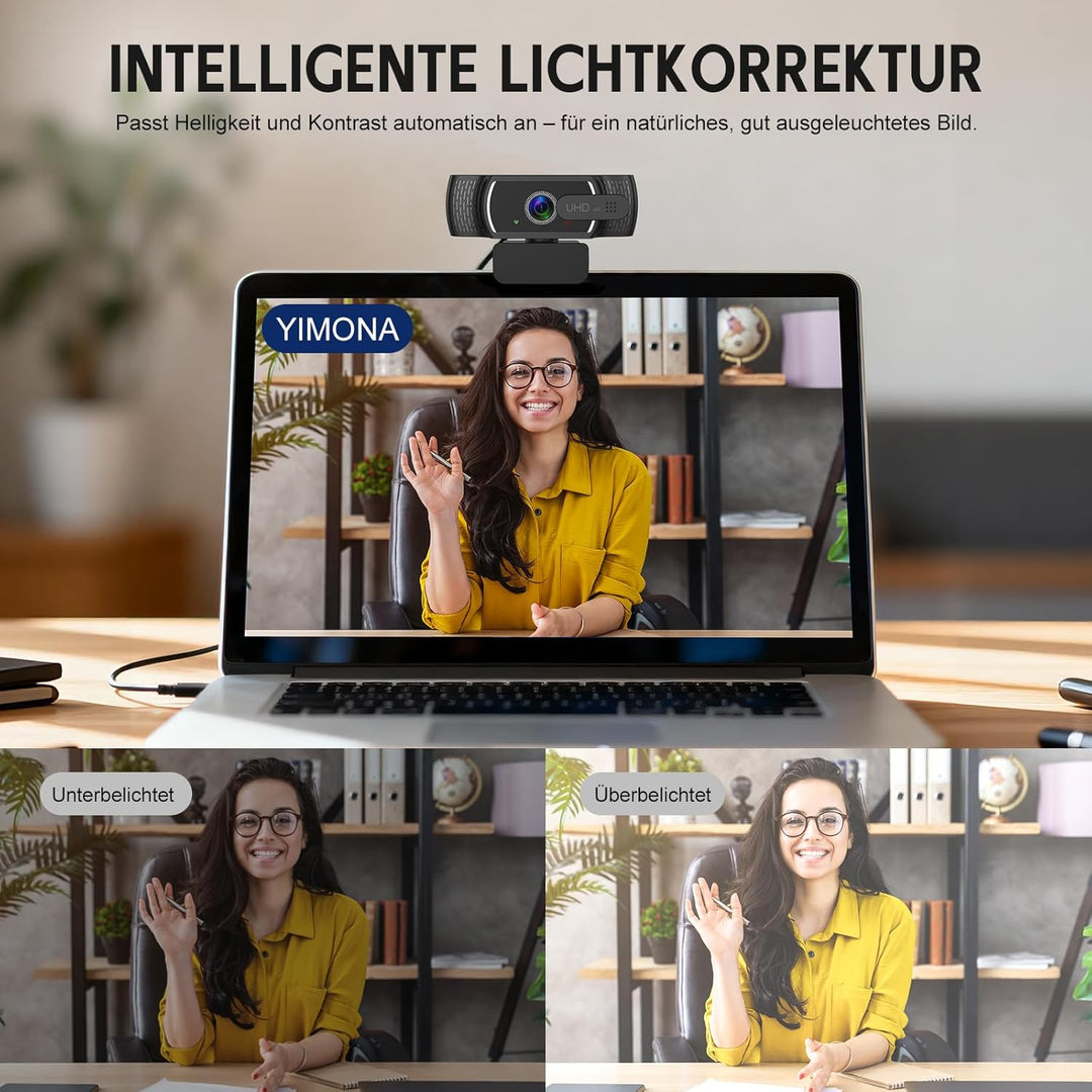 4K Webcam für PC mit Sony-Sensor, PDAF-Autofokus, Dual-Mikrofon mit Geräuschunterdrückung, Privacy-A