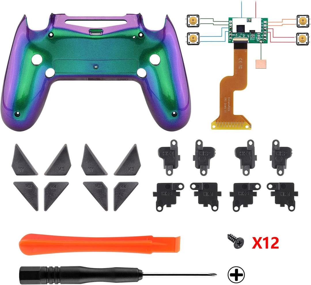 eXtremeRate Programmierbar Dawn Remap Kit für ps4 Controller, Rückseite Hülle Gehäuse Case&Upgrade-B