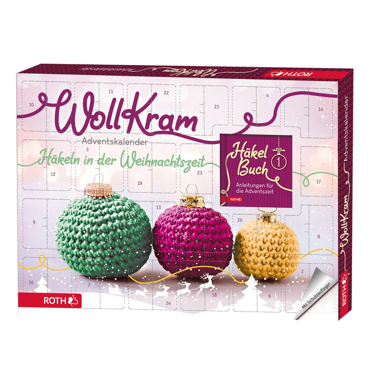 ROTH "WollKram" Adventskalender 2023 gefüllt mit 24 praktischem Häkelzubehör für die Vorweihnachtsze