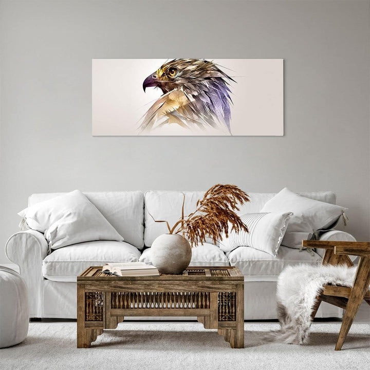 Panorama Bilder auf Leinwand 100x40cm Leinwandbild Adler Vogel Feder Gross Wanddeko Bild Schlafzimme