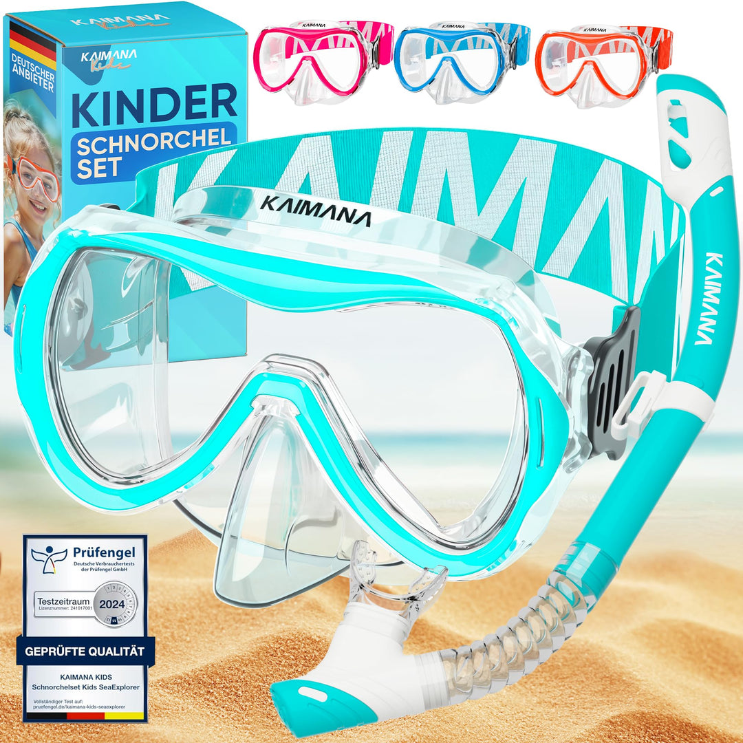 Das Neue KAIMANA® SeaExplorer Schnorchelset Kinder + Tragetasche, Taucherbrille mit Schnorchel, Tauc