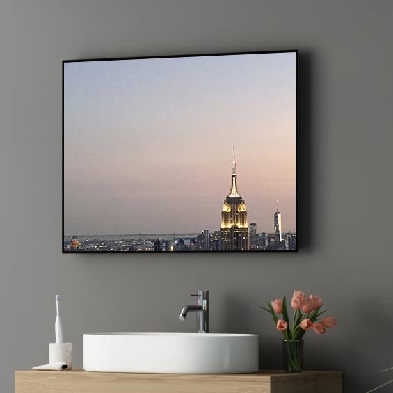 BD-Baode Spiegel 80x60 Schwarz Badspiegel Wandspiegel für Badezimmer Wohnzimmer Schwarz 60x80cm, Sch