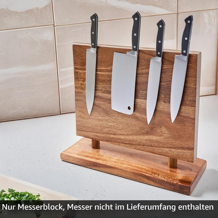 Magnetischer Messerhalter, doppelseitiger magnetischer Messerblock, ohne Messer, universeller Holzme
