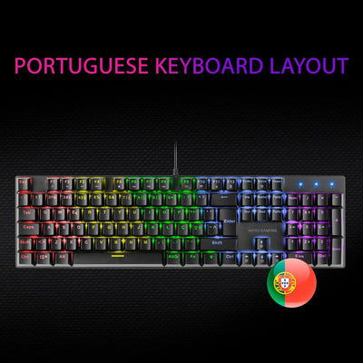 Mars Gaming MK422 Schwarz, Mechanische Gaming Tastatur RGB, Antighosting, Mechanischer Switch Rot, P