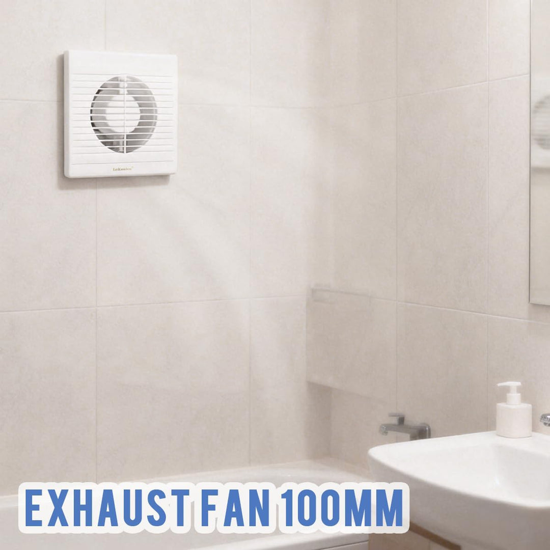 Badlüfter Ø 100mm mit Rückstauklappe, 150 m³/h Wandlüfter Ventilator, Weiss Leiser Abluftventilator