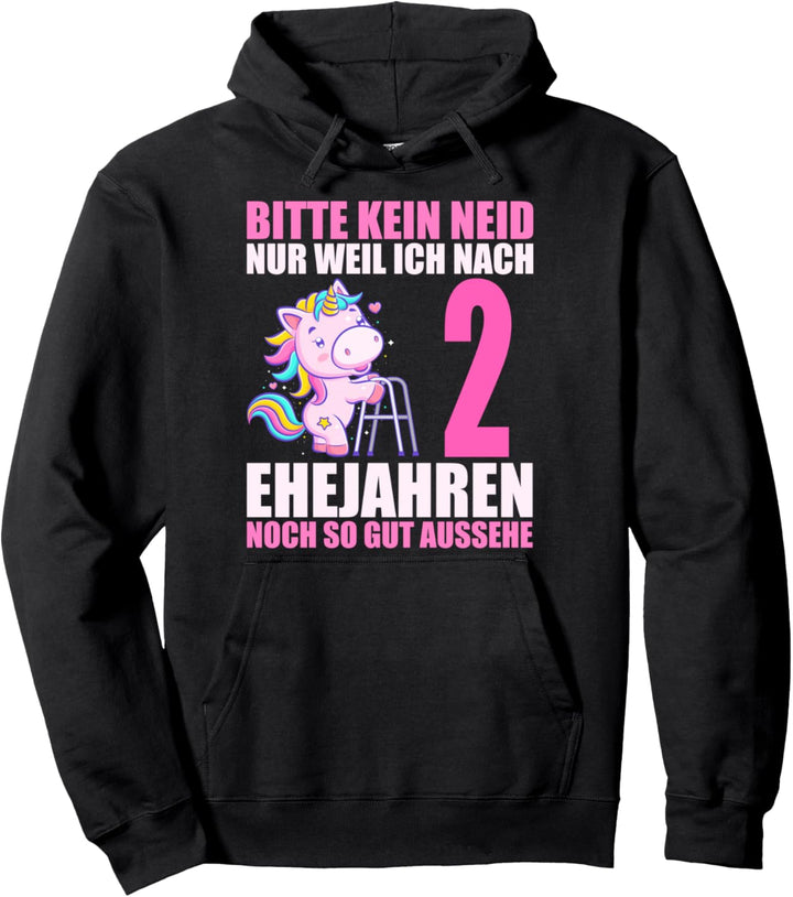 2 Jahre verheiratet 2.Ehejubiläum Einhorn 2.Hochzeitstag Pullover Hoodie