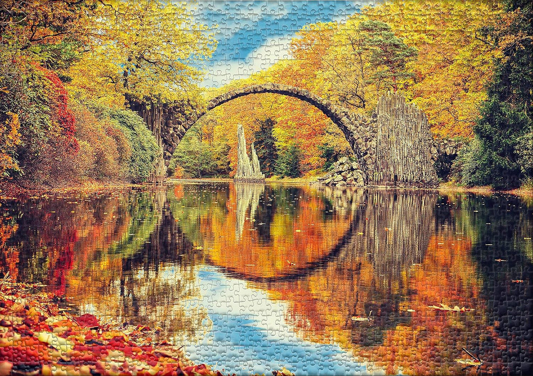 Ulmer Puzzleschmiede - Puzzle „Märchenwald“ – Klassisches 1000 Teile Puzzle – Puzzlemotiv der Rakotz