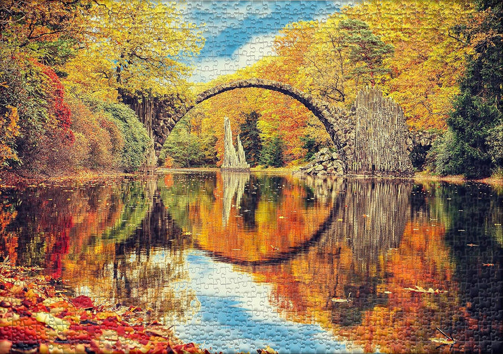 Ulmer Puzzleschmiede - Puzzle „Märchenwald“ – Klassisches 1000 Teile Puzzle – Puzzlemotiv der Rakotz