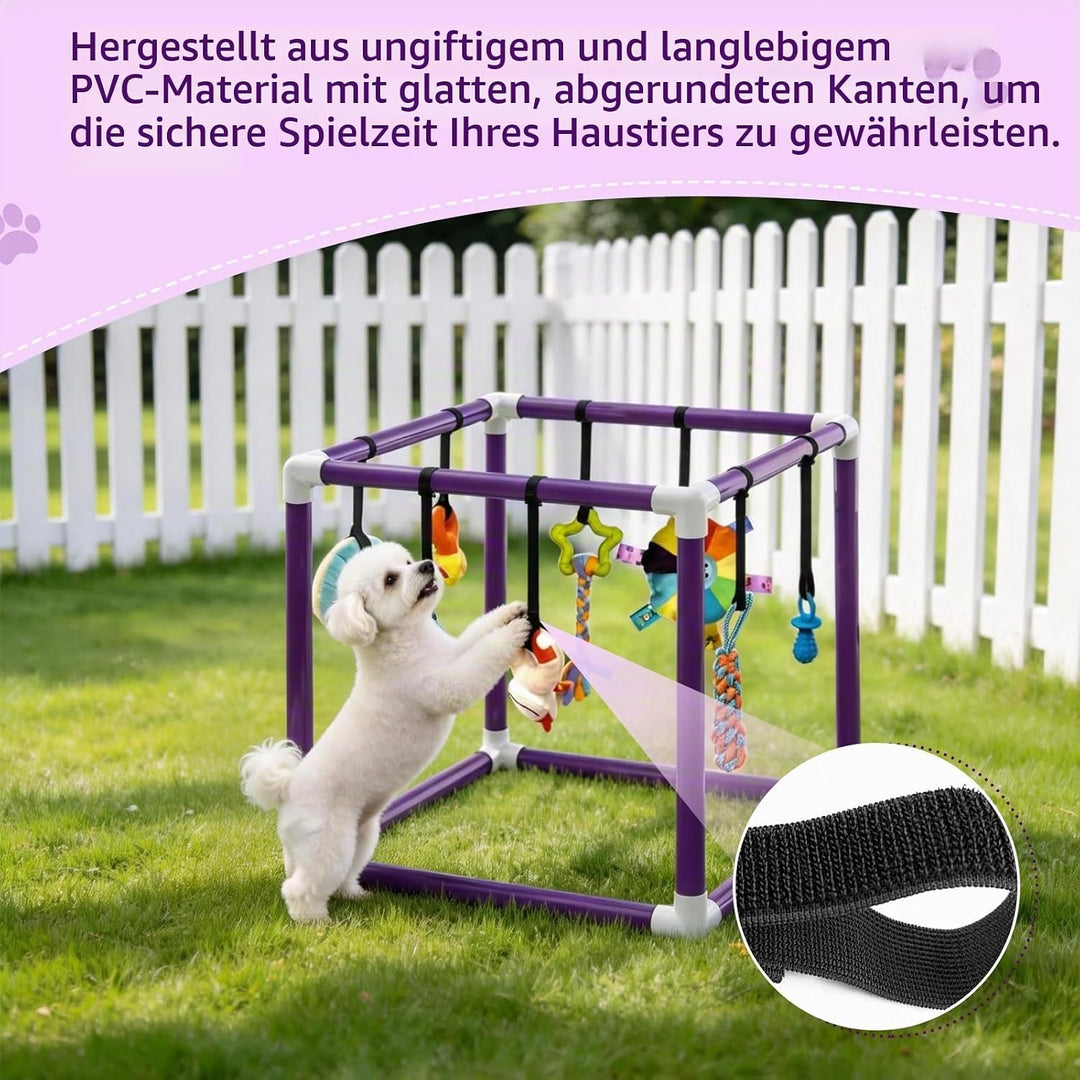 CISSIYOG Welpenspielstudio mit 8 Hängespielzeugen, Lila PVC-Rahmen Aktivitätszentrum für Kleine Hund