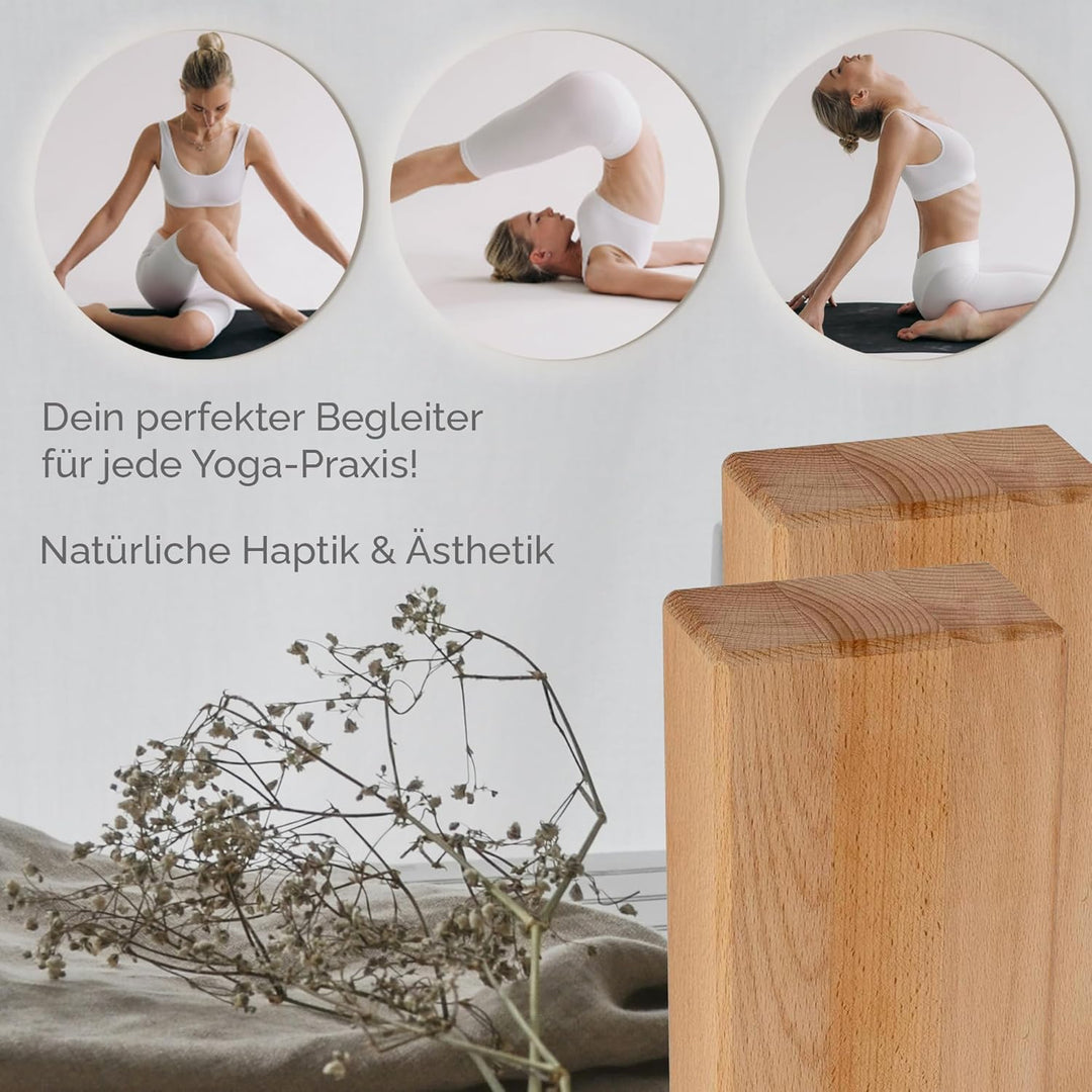 Yogablock Holzklötze für Yoga Pilates Stretching und Meditation Natürlich umweltfreundlich stabile U