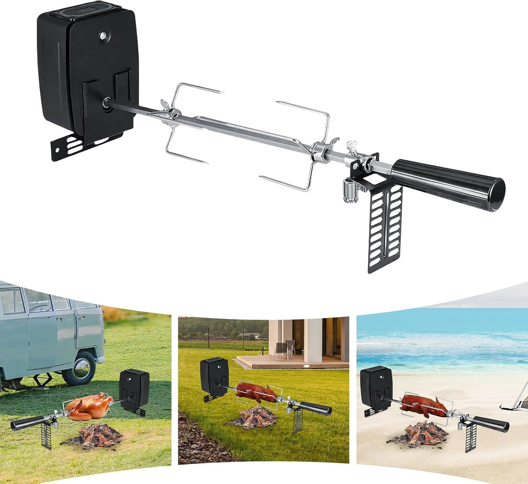 Elektrischer Edelstahl-Grillspiess, Grillspiess für den Hausgebrauch, mit um 360° Verstellbarer Dreh
