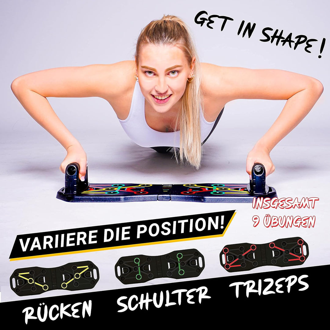 WA Fitness® Push Up Board, Multifunktionale Liegestütze Brett mit Widerstandsband Fitness Geräte und