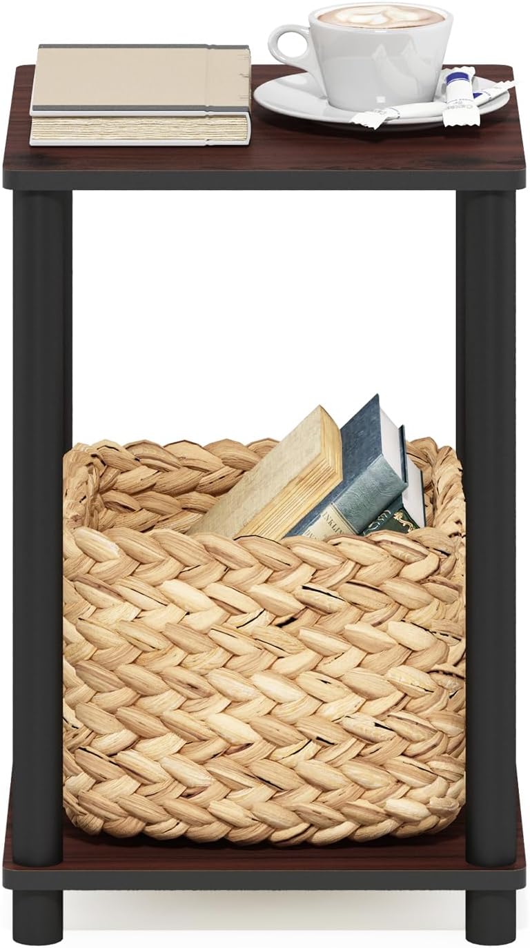 Furinno Haydn Beistelltisch, eiche, Dunkle Kirsche/Schwarz, 34.04 x 34.04 x 50.8 cm Dunkle Kirsche /